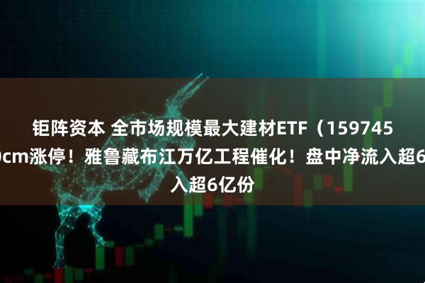 钜阵资本 全市场规模最大建材ETF（159745）10cm涨停！雅鲁藏布江万亿工程催化！盘中净流入超6亿份